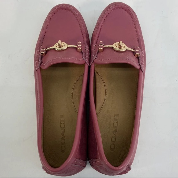 Coach Arlene Pebbled Pink Leather Slip On Moccasin Horsebit Loafers - Picture 10 of 10